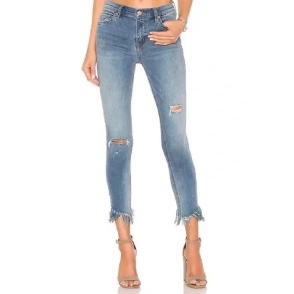 Free People Distressed‎ Frayed Hem High Rise Ankle Skinny Jeans Size 26